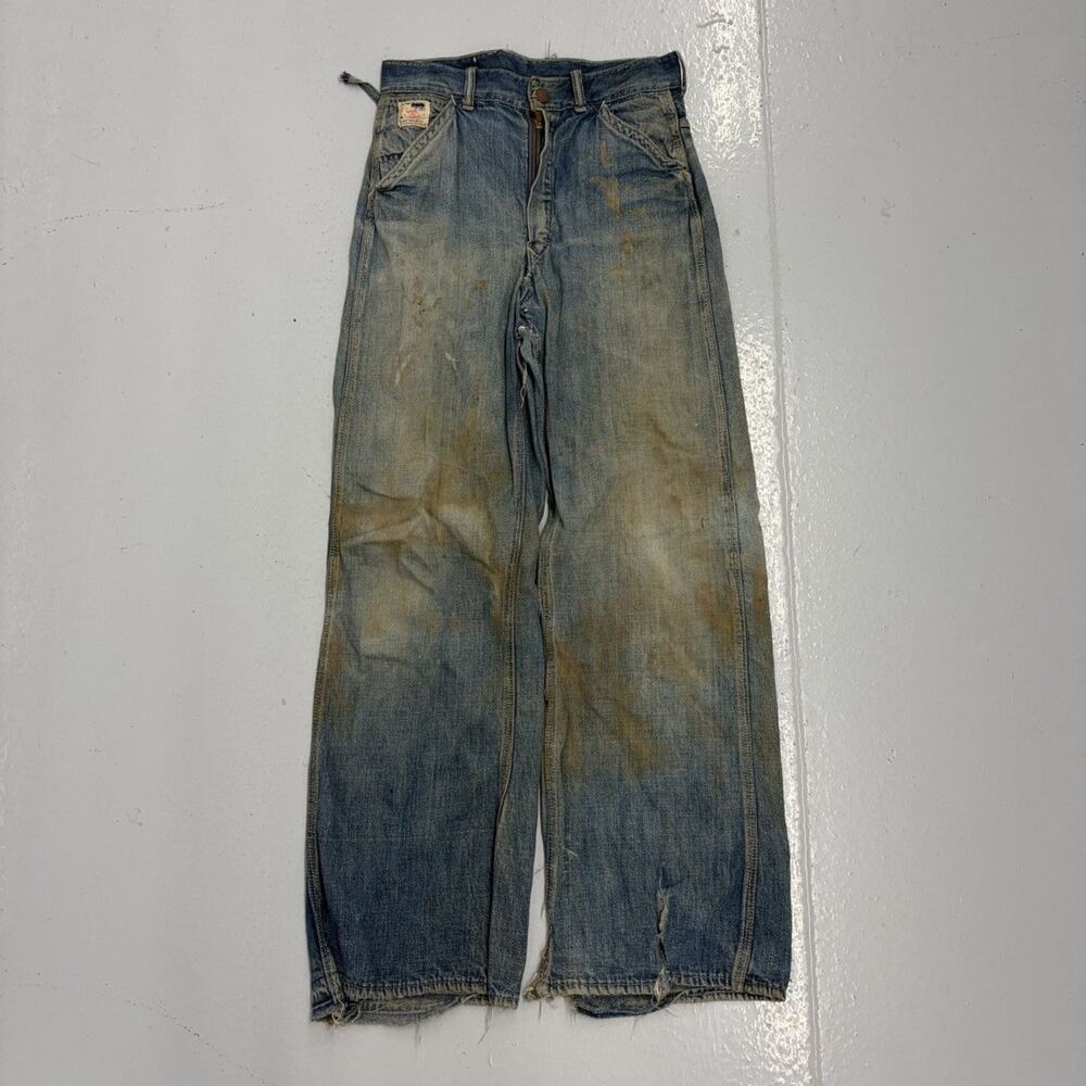 Vintage 50s Anvil Denim Lace Back Workwear Jeans 26x27